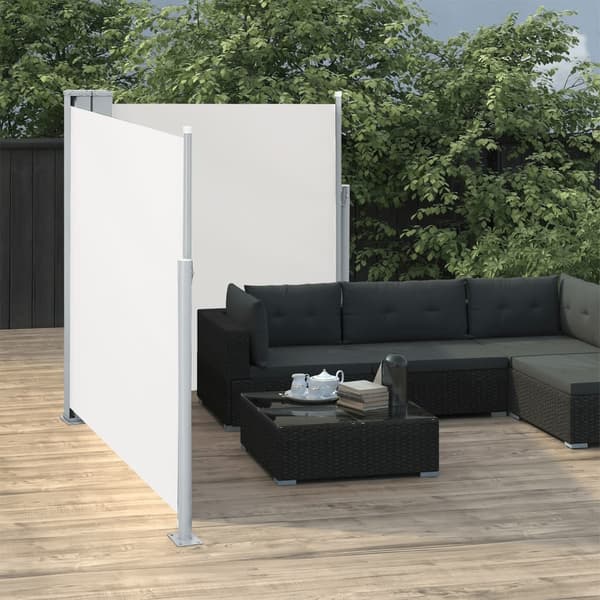 vidaXL Infällbar sidomarkis gräddvit 140x600 cm Creme