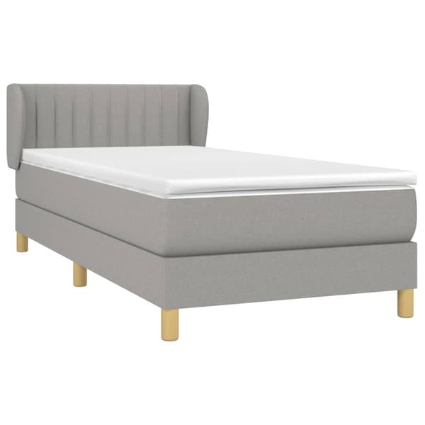 vidaXL Ramsäng med madrass ljusgrå 90x200 cm tyg Grå