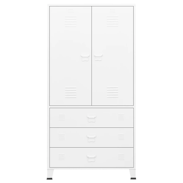 vidaXL Garderob industriell vit 90x50x180 cm metall Vit