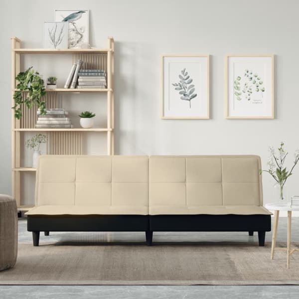 vidaXL Bäddsoffa gräddvit tyg Kräm