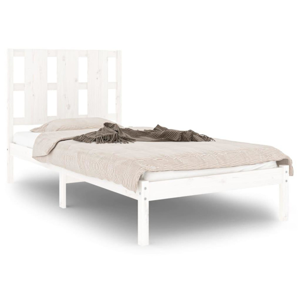 vidaXL Sängram vit massivt trä 90x190 cm Vit