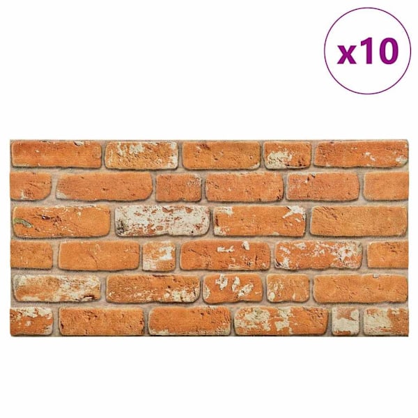vidaXL Väggpaneler 3D ljusbrunt tegel 10 st EPS Brun