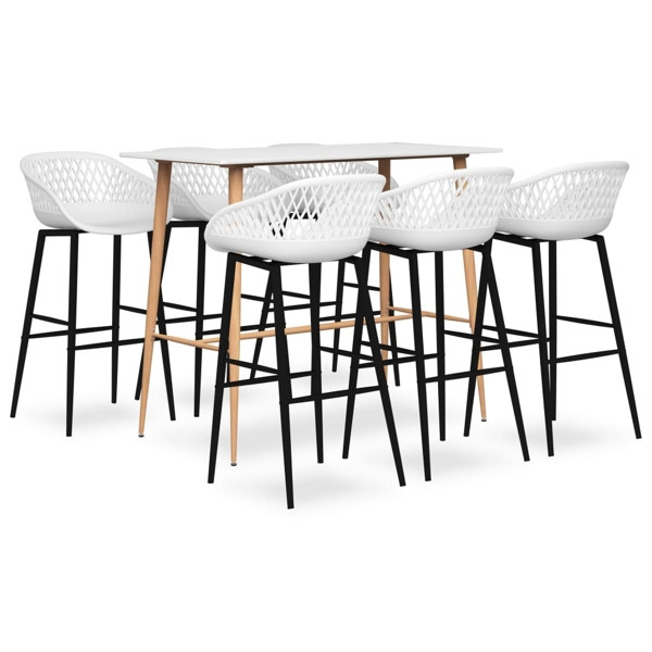 vidaXL Bargrupp 7 delar vit Vit