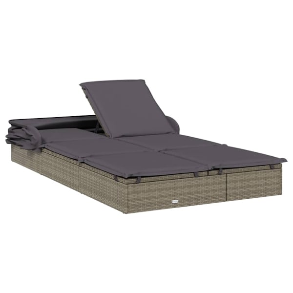 vidaXL Solsäng med hopfällbart tak grå 213x118x97 cm konstrotting Grå