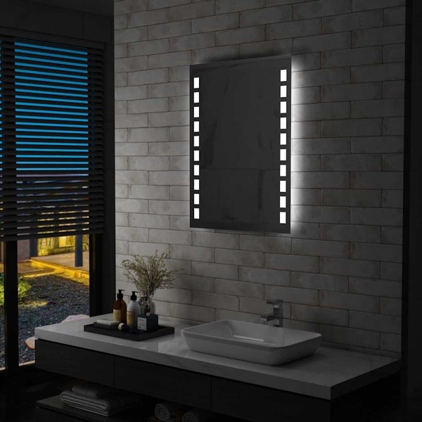 vidaXL Badrumsspegel LED 60x80 cm Silver