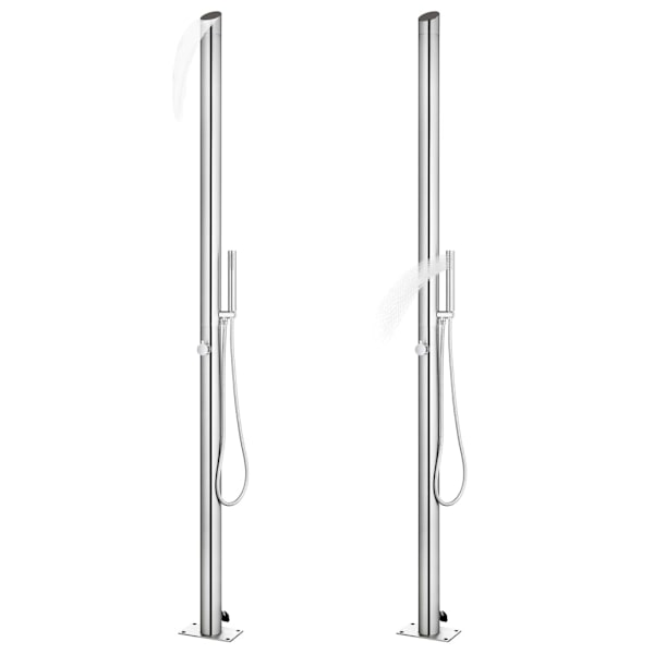 vidaXL Trädgårdsdusch med brunt golv 225 cm rostfritt stål Brun