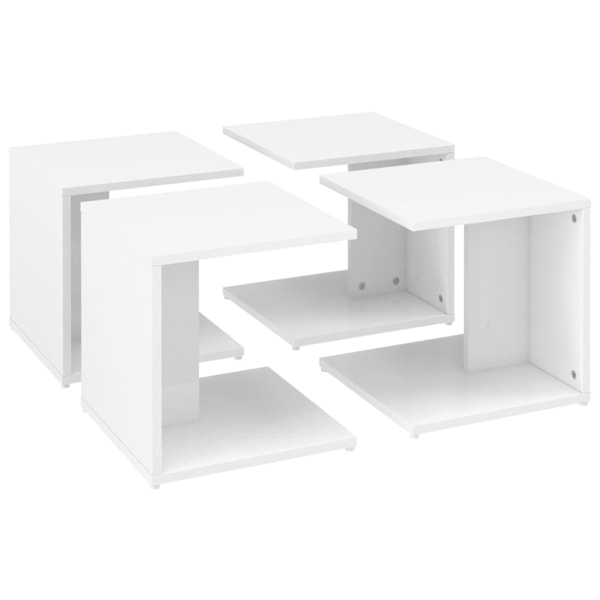 vidaXL Soffbord 4 delar vit högglans 33x33x33 cm konstruerat trä Vit