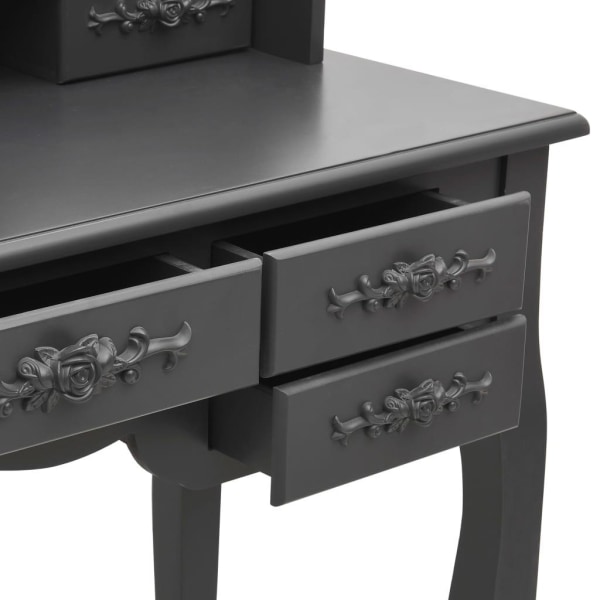 vidaXL Sminkbord med pall och 3 speglar grå grå