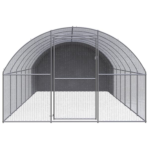 vidaXL Hönsbur för utomhusbruk 3x8x2 m galvaniserat stål Silver