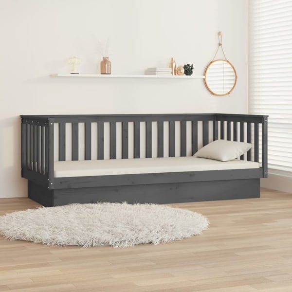 vidaXL Dagbädd grå 90x200 cm massiv furu Grå