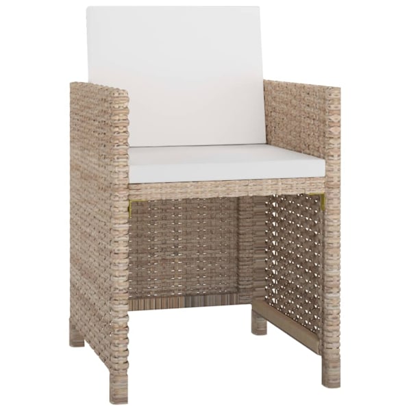 vidaXL Matgrupp för trädgården med dynor 11 delar konstrotting beige Beige