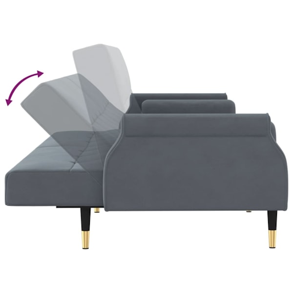 vidaXL Bäddsoffa med dynor mörkgrå sammet Grå