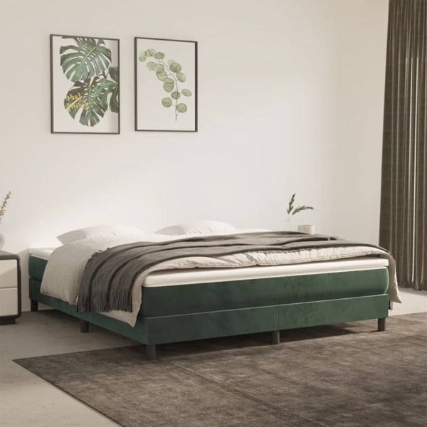 vidaXL Ramsäng med madrass mörkgrön 180x200 cm sammet Grön