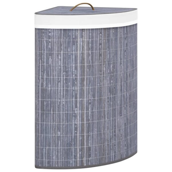 vidaXL Tvättkorg för hörn bambu grå 60 L grå