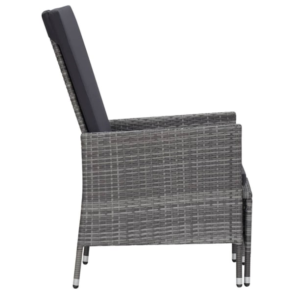 vidaXL Justerbar trädgårdsstol med dynor konstrotting grå grå