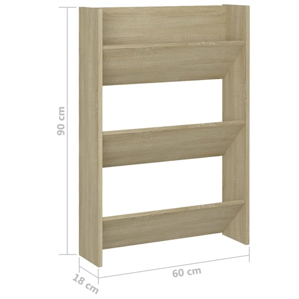 vidaXL Väggmonterat skoställ 2 st sonoma-ek 60x18x90cm konstruerat trä Brun