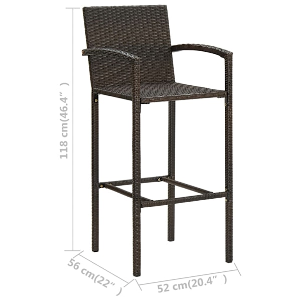 vidaXL Barstolar 2 st brun konstrotting Brun