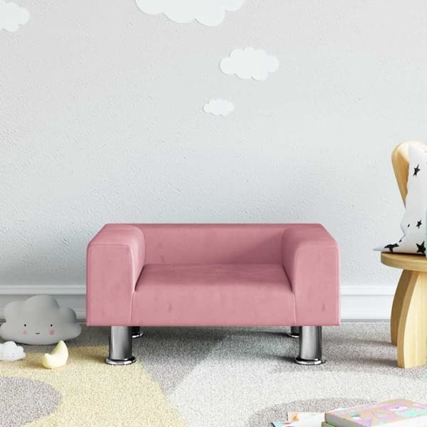 vidaXL Barnsoffa rosa 50x40x26,5 cm sammet Rosa