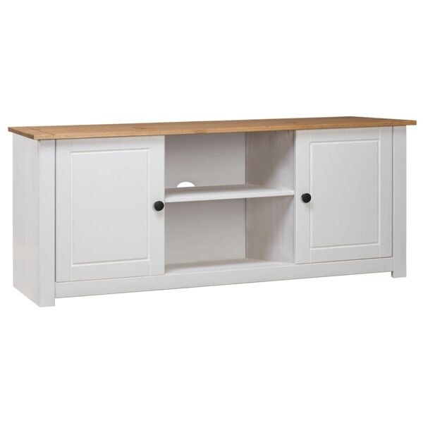 vidaXL TV-bänk vit 120x40x50 cm massiv furu panama Vit