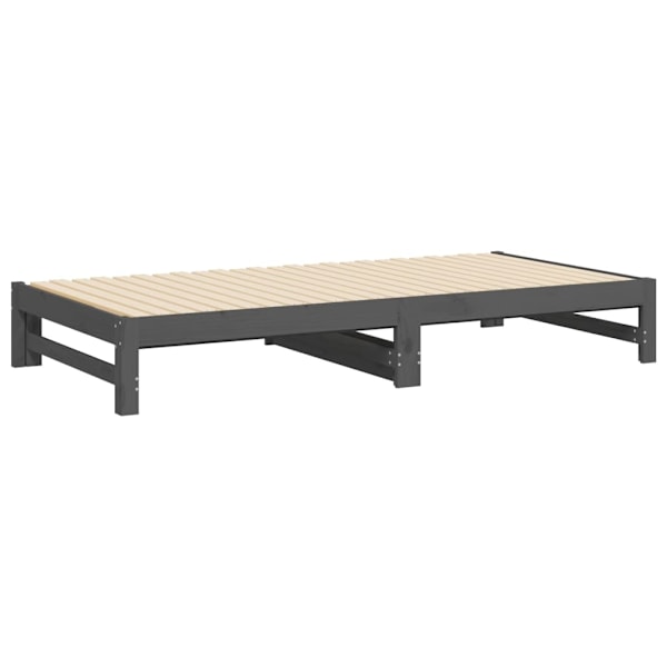 vidaXL Utdragbar dagbädd grå 2x(90x200) cm massiv furu Grå