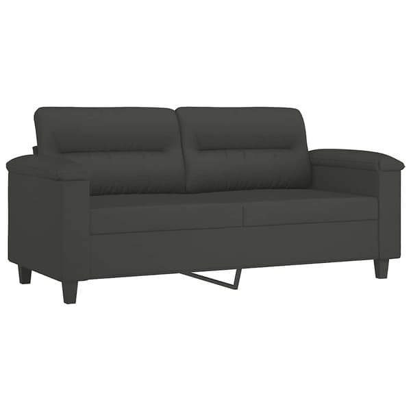 vidaXL 2-sitssoffa med kuddar och delar mörkgrå 140 cm mikrofibertyg Grå