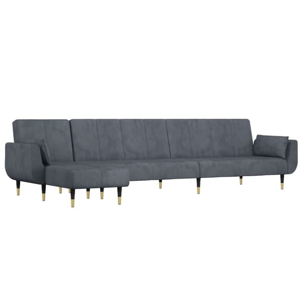 vidaXL L-formad bäddsoffa mörkgrå 275x140x70 cm sammet Grå