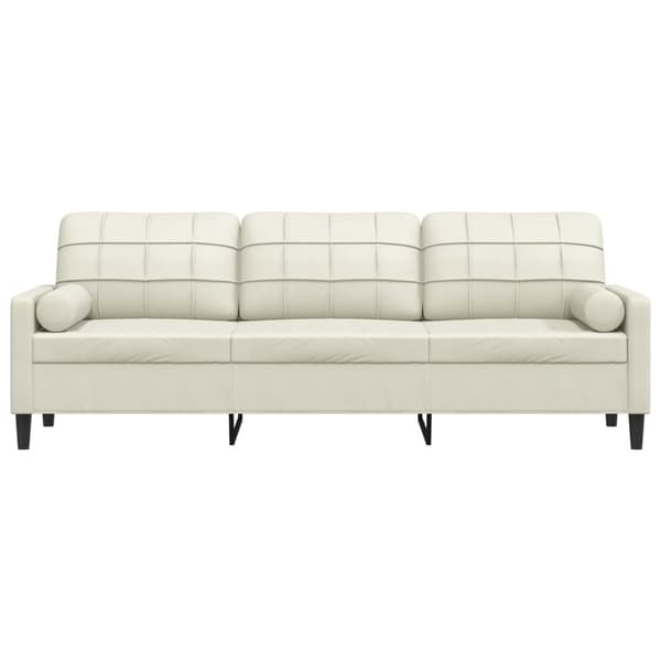 vidaXL 3-sitssoffa med prydnadskuddar gräddvit 210 cm sammet Kräm