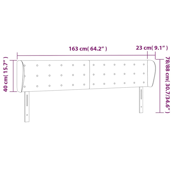vidaXL Sänggavel med kanter grå 163x23x78/88 cm konstläder Grå