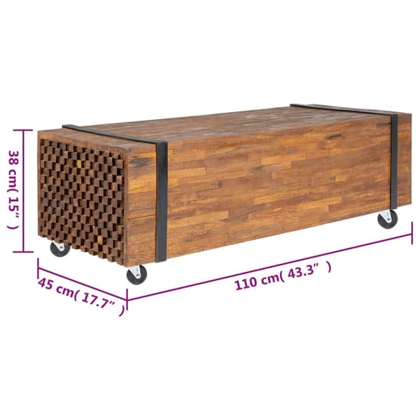vidaXL Soffbord 110x45x38 cm massiv teak Brun