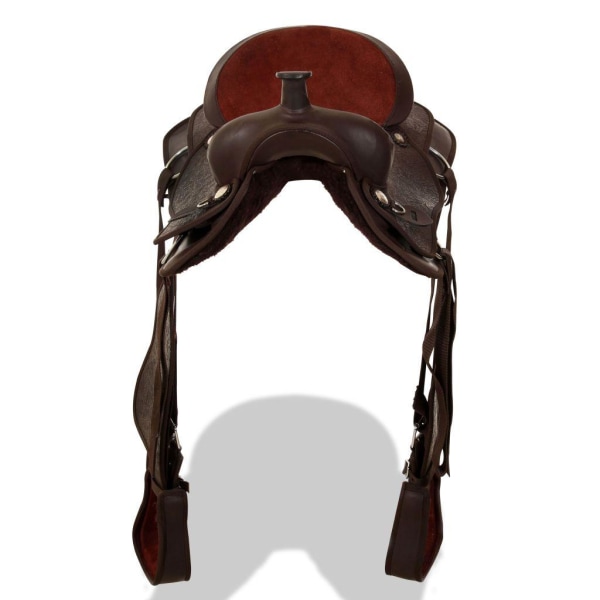 vidaXL Westernsadel träns&halsband äkta läder 17" brun Brun