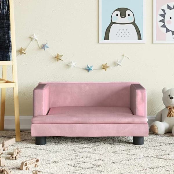 vidaXL Barnsoffa rosa 60x40x30 cm sammet Rosa