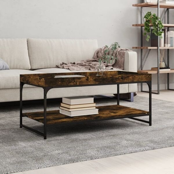 vidaXL Soffbord rökfärgad ek 100x49x45 cm konstruerat trä Brun