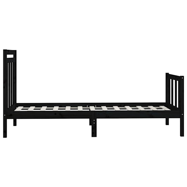 vidaXL Sängram svart massivt trä 90x200 cm enkelsäng Svart