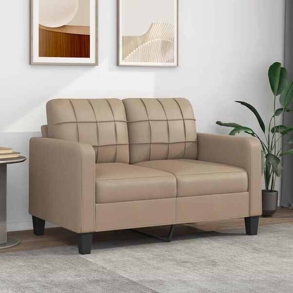 vidaXL 2-sitssoffa cappuccino 120 cm konstläder Brun