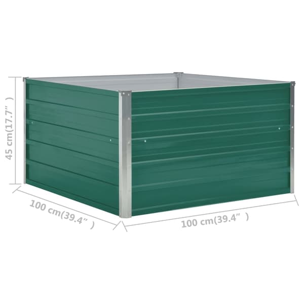 vidaXL Odlingslåda 100x100x45 cm galvaniserat stål grön Grön