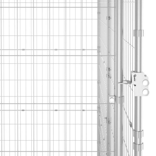 vidaXL Hundgård för utomhusbruk galvaniserat stål 9,68 m² Silver