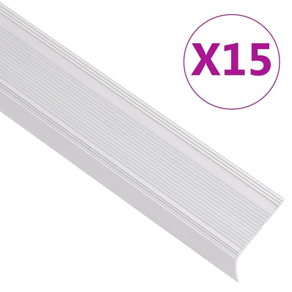 vidaXL Trappnäsor i L-form 15 st aluminium 90 cm silver Silver