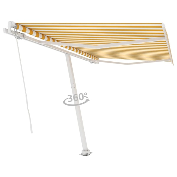 vidaXL Fristående markis manuellt infällbar 350x250 cm gul/vit Gul