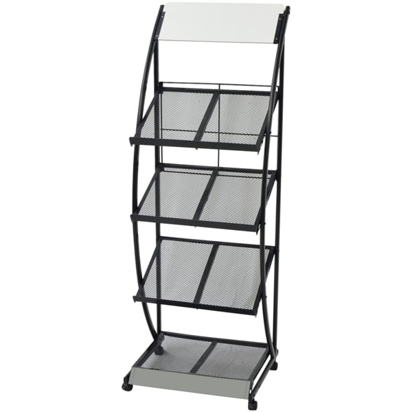vidaXL Tidningsställ 47x40x134 cm svart och vit A4 Svart