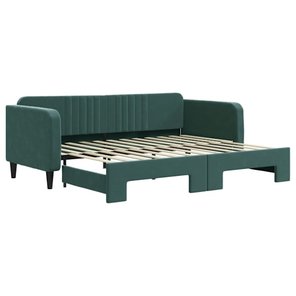 vidaXL Dagbädd utdragbar mörkgrön 90x200 cm sammet Grön