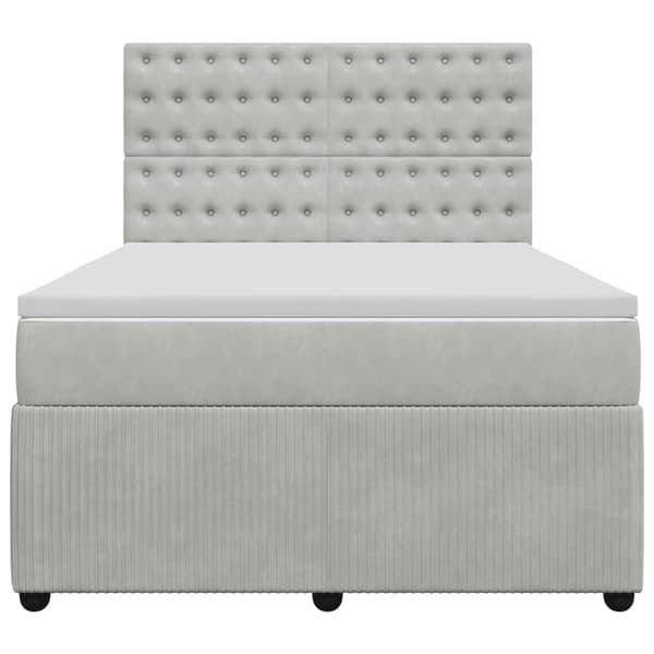 vidaXL Ramsäng med madrass ljusgrå 160x200 cm sammet Grå