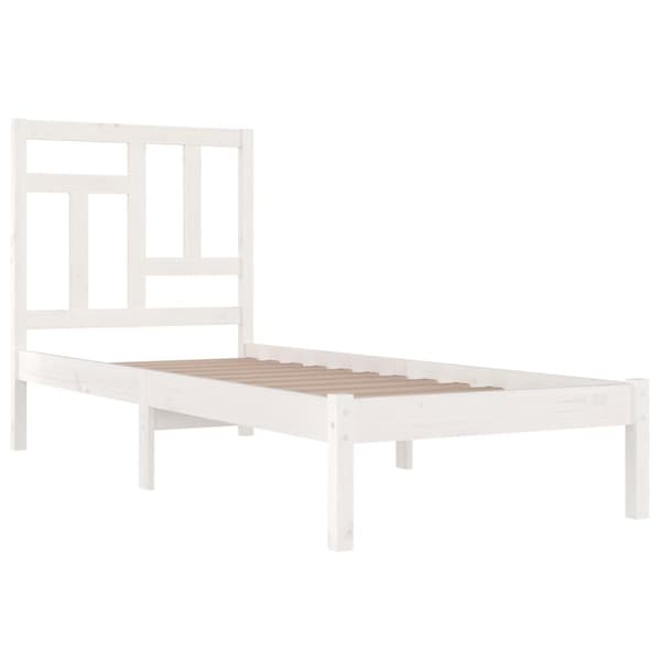 vidaXL Sängram vit massivt trä 75x190 cm Vit
