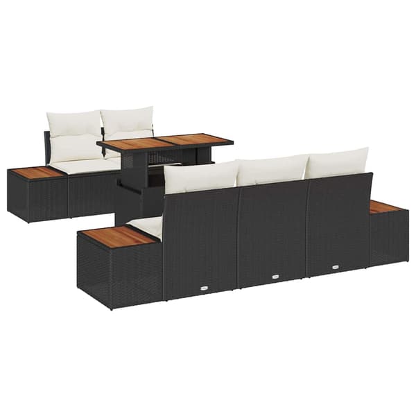 vidaXL Trädgårdsoffset 6 st Svart Poly rattan art