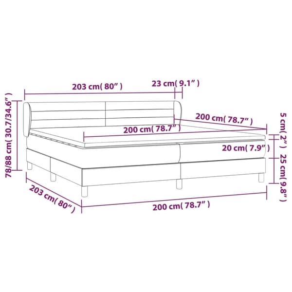 vidaXL Ramsäng med madrass ljusgrå 200x200 cm sammet Grå