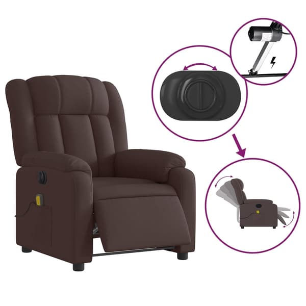 vidaXL Elektrisk massagefåtölj mörkbrun tyg Brun