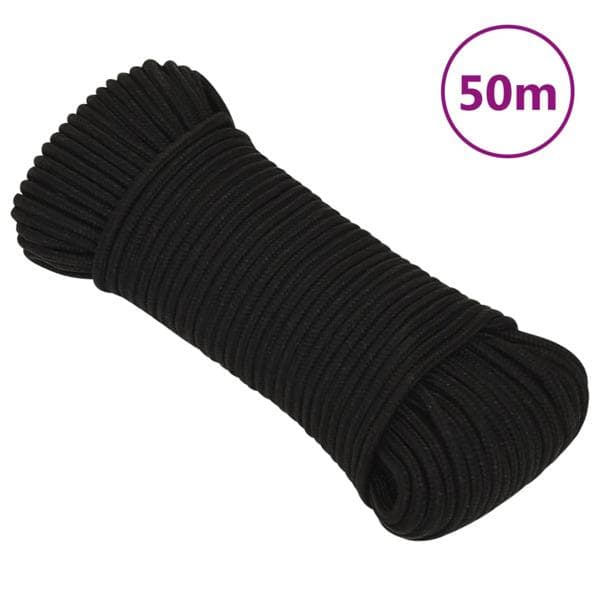 vidaXL Rep svart 4 mm 50 m polyester