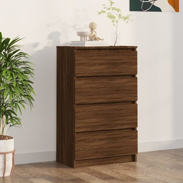 vidaXL Byrå brun ek 60x35x98,5 cm konstruerat trä Brun
