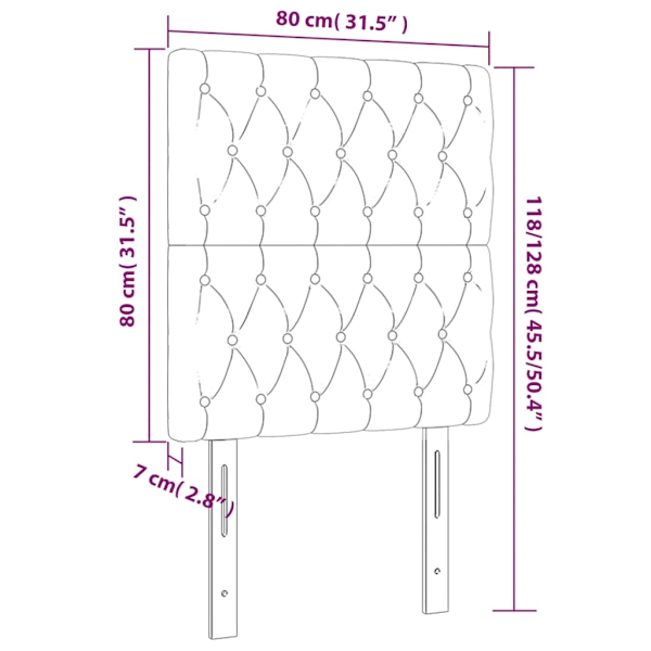 vidaXL Sänggavel LED blå 80x7x118/128 cm tyg Blå