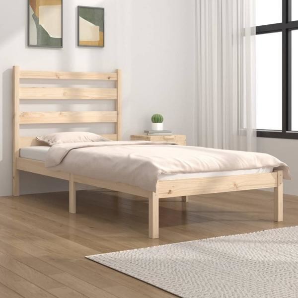 vidaXL Sängram massiv furu 100x200 cm enkelsäng Brun