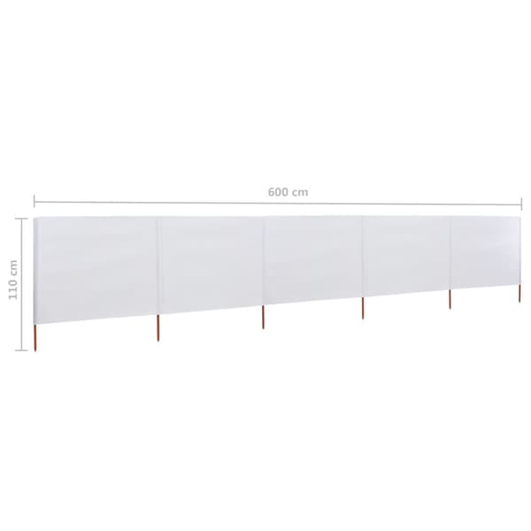 vidaXL Vindskydd 5 paneler tyg 600x80 cm sandvit Vit